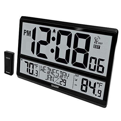 SHARP Atomic Clock: Easy Set-Up, Clear Display, Temperature Reading