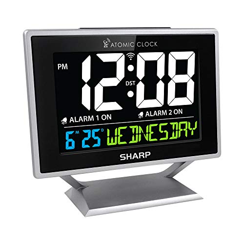 Sharp Atomic Dual Alarm Clock with Color Display & Calendar