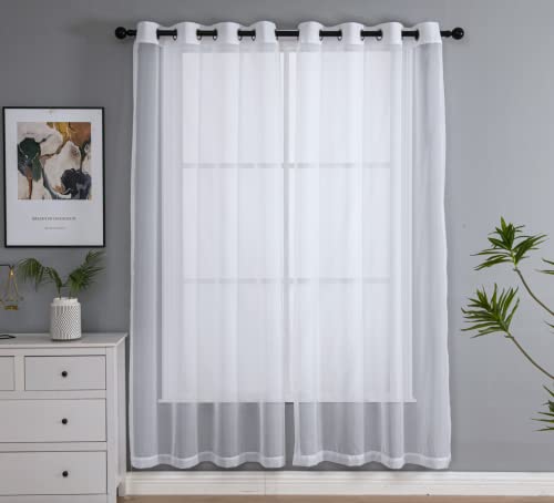 Sheer White Curtains - 84 Inch Length