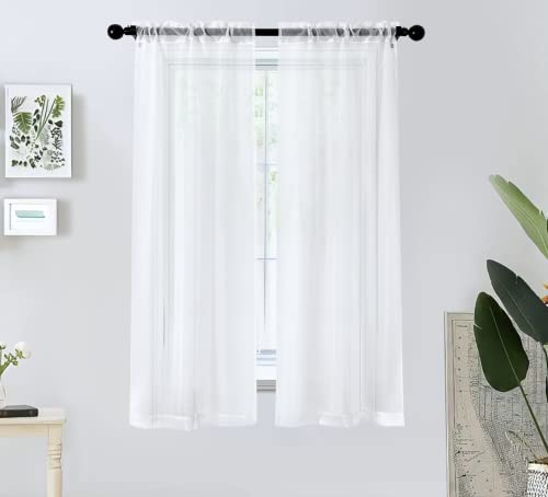 Sheer White Curtains - Short Window Curtains