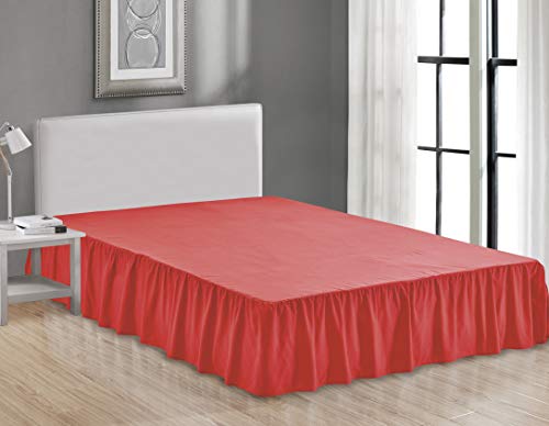 Sheets & Beyond Luxury Microfiber Bed Skirt - 14 Inch Drop (Full, Red)