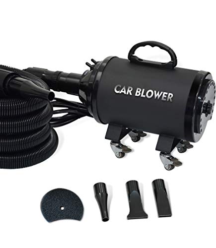 Powerful Motorcycle & Car Dryer with 14' Flexible Hose & Wheels -Black