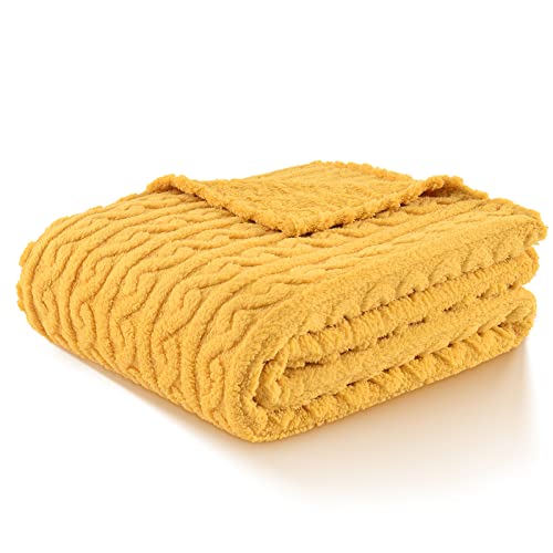 Sherpa Blanket - 3D Pattern Design Yellow Throw Blanket
