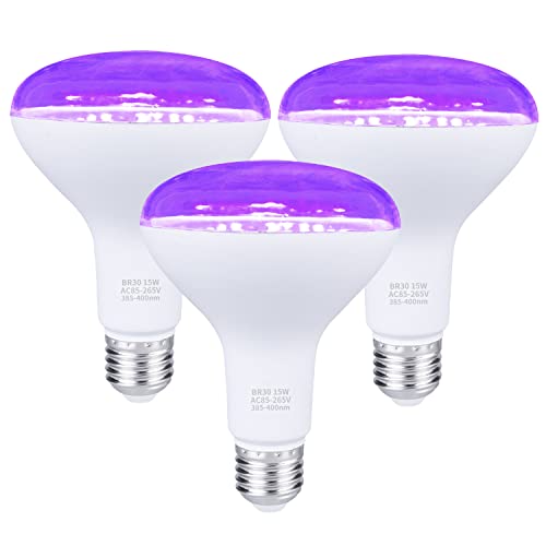 SHPODA 3-Pack 15W Blacklight LED Bulbs for Glow in The Dark Party