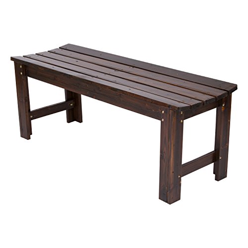 Wooden Backless Garden Bench in Burnt Brown - 4 Ft.