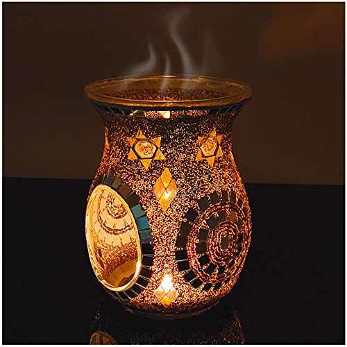 SHMILMH Mosaic Glass Tealight Candle Holder & Oil Burner
