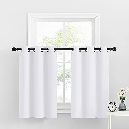 Short Kitchen Curtains - 2 Panels - Pure White