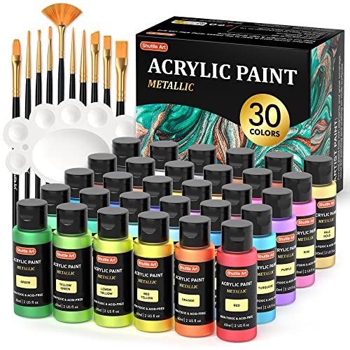 Shuttle Artist Metallic Acrylic Paint Set - 30 Colors
