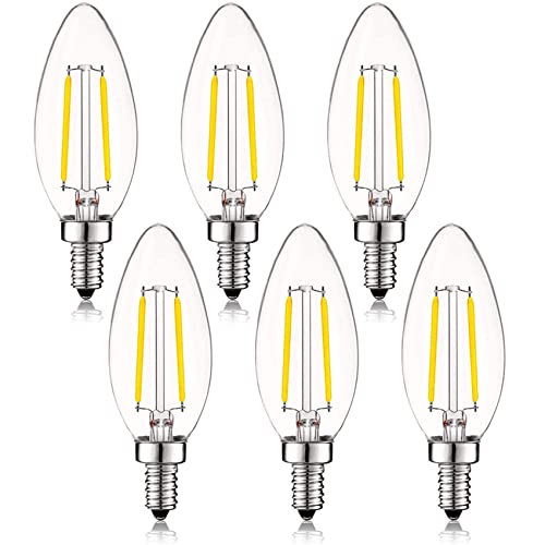 SHUWDKAR 2W LED Candelabra Bulbs - Vintage Style 6 Pack