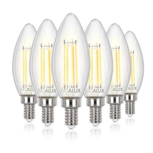 Sigalux Dimmable LED Candelabra Bulbs, 40W E12 Soft White, 6 Pack