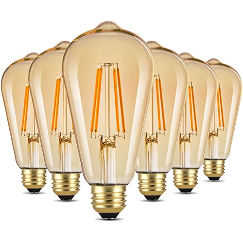 Sigalux ST19 Dimmable LED Filament Antique Vintage Bulbs, 6 Pack