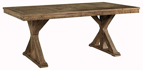 Signature Design by Ashley Grindleburg Farmhouse Reclaimed Wood Dining Table, Seats up to 6, Light Brown