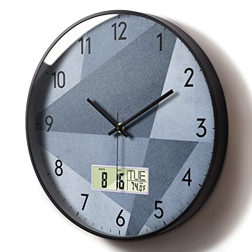 Silent Round Digital Wall Clock - Grey