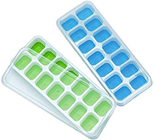 Silicone Easy-Release Ice Cube Trays with Lid, 2 Pack