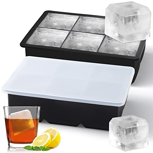 Silicone Ice Cube Trays with Removable Lids - Large Square Molds
