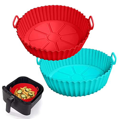  Air Fryer Silicone Pot - Silicone Air Fryer Reusable Liners for  5.5 QT or Bigger Square, 8.1 Inch Food Safe Reusable Air Fryer Silicone  Basket, Easy Cleaning Air Fryer Pan with Heat-proof Gloves : Home & Kitchen