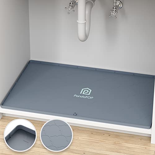 SIKADEER Under Sink Mat for Kitchen Waterproof, 25 x 22 Silicone Cabinet  Liner Mat for Bathroom Under Sink Organizer with Raised Edge Protector