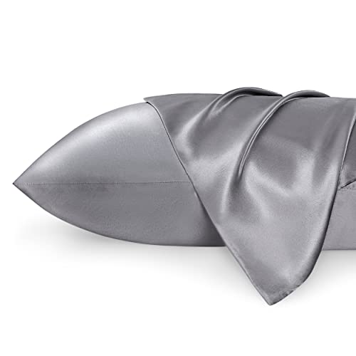 Bedsure Satin Pillowcase - Dark Grey Silky Pillowcase 2 Pack