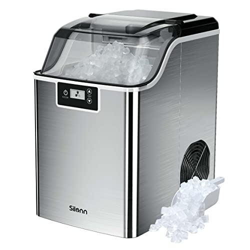 Silonn 44lbs/Day Compact Pellet Ice Maker with Timer & Self-Cleaning Function