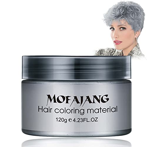 Silver Grey Hair Wax Color - Temporary Hair Dye Styling Cream Mud