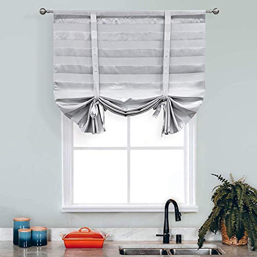 Silver Grey Striped Curtains Valances