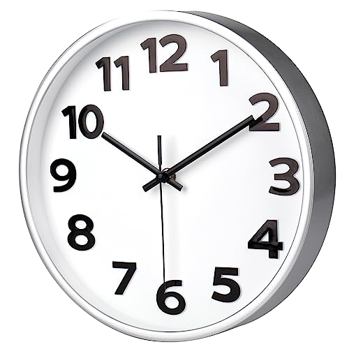 Crosstime Modern Silver Wall Clock: Quality Quartz Non-Ticking