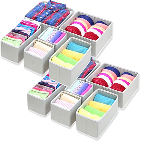 Simple Houseware Foldable Storage Box Organizer (Grey, Set of 12)