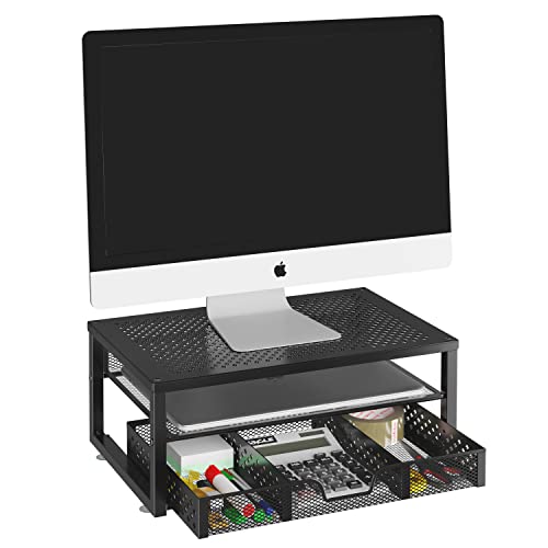 Metal Monitor Stand Riser with Drawer for Laptop, Computer, iMac
