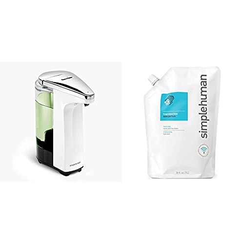simplehuman Touch-Free Liquid Soap Pump Dispenser with Soap Sample and Refill Pouch