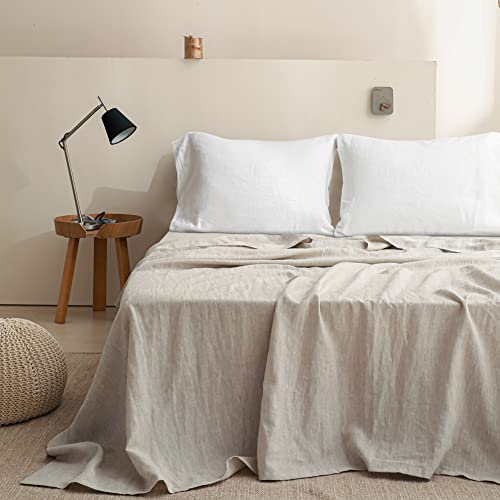 Simple&Opulence Linen Sheet - Soft and Breathable Bed Flat Sheet