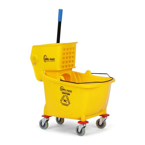 Simpli-Magic 26 Quart Mop Bucket with Side Press Wringer, Yellow