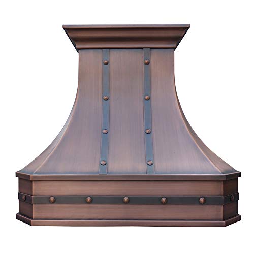 SINDA Classic Hammered Copper Range Hood with High Airflow Blower
