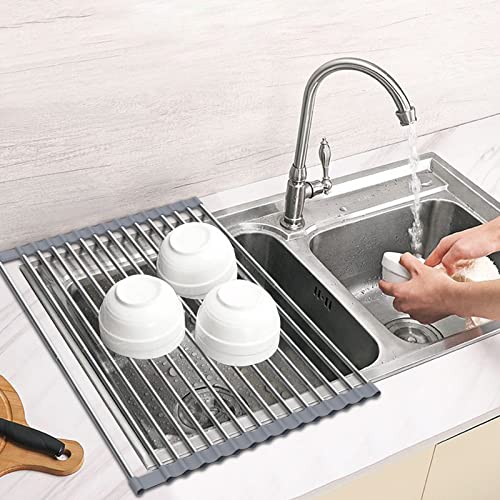  MECHEER Over The Sink Dish Drying Rack, Roll Up Dish