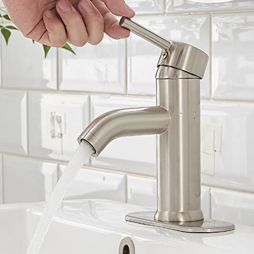 Single Handle Brushed Nickel Bathroom Sink Faucet