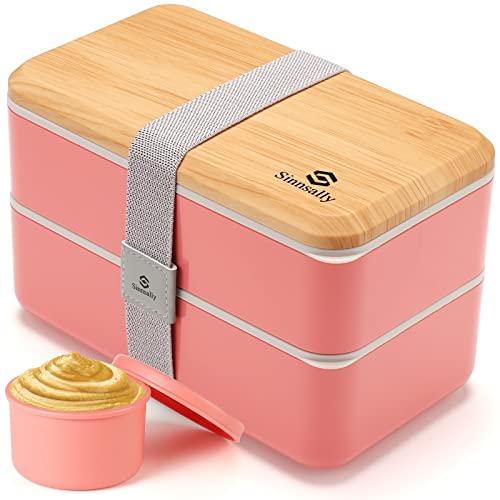 Rarapop 2 Pack Stackable Bento Box Japanese Lunch Box Kit with Spoon &  Fork, 3-In-1 Compartment Wheat Straw Meal Prep Containers for Kids & Adults