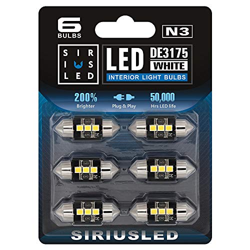 SIR IUS LED N3 DE3175 LED bulbs - Pack of 6 Super Bright Festoon Bulbs