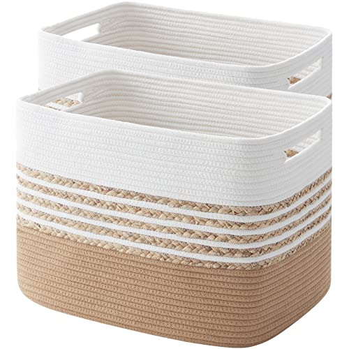 Large Cotton Rope Storage Baskets 2-Pack - Brown