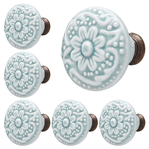 Sky Blue Ceramic knobs, Kitchen Cabinet Knobs