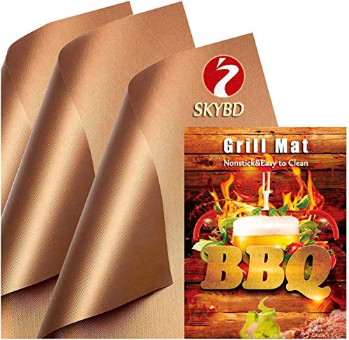 SKYBD Copper Grill Mats - Non-Stick BBQ Grilling Sheets