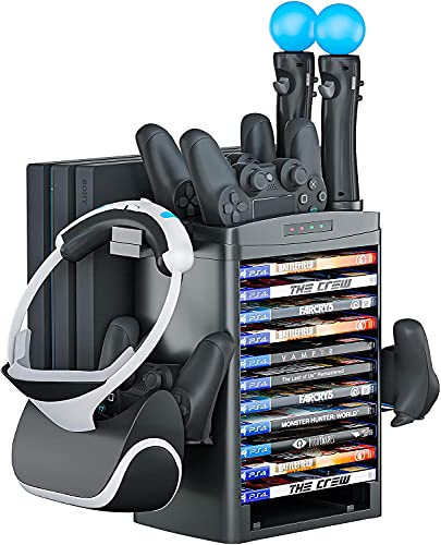Second Generation 4 in 1 PS4 PS Move VR Charging Storage Stand PSVR Headset  Bracket for PS VR Move Showcase Specification:Four in one 