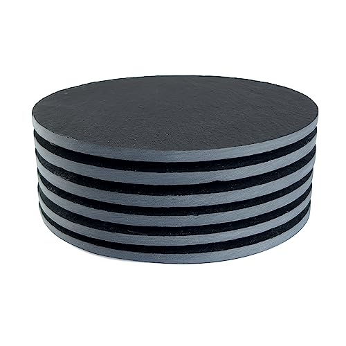 STSQTCUKT Black Stone Coasters 4 Inch, 6 Pieces with Anti-Scratch Backing
