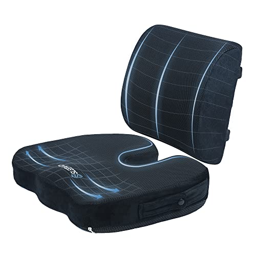Sleepavo Memory Foam Seat Cushion - Orthopedic Back and Butt Pillow