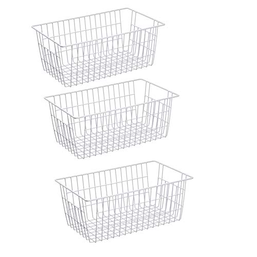 Slideep Farmhouse Metal Wire Storage Baskets - White 3 Pack