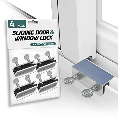 Sliding Window and Door Locks (4 Pack), Adjustable Aluminum Security Screw Lock