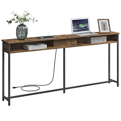 Slim Console Table with Outlet and Shelves