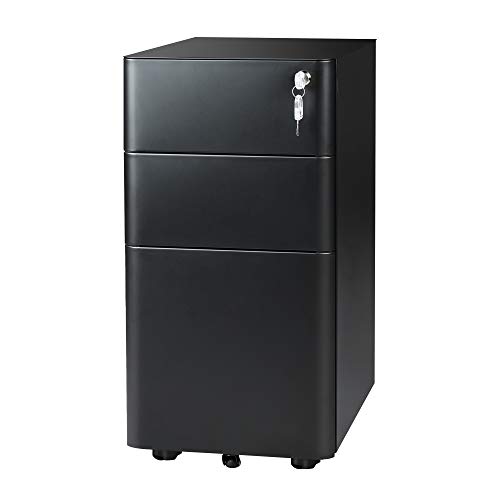 Slim File Cabinet with Lock, 3 Drawer Vertical Filing Cabinet