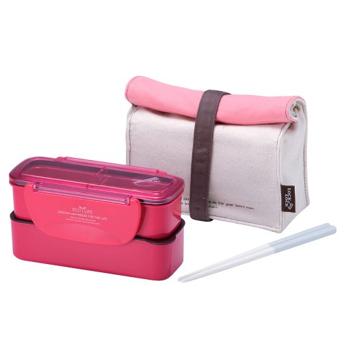 Slim Lunch Box With EcoBag, Pink
