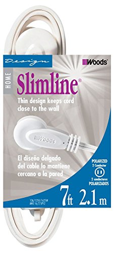 SlimLine Flat Plug Indoor Extension Cord - 2-Pack, 7-Foot
