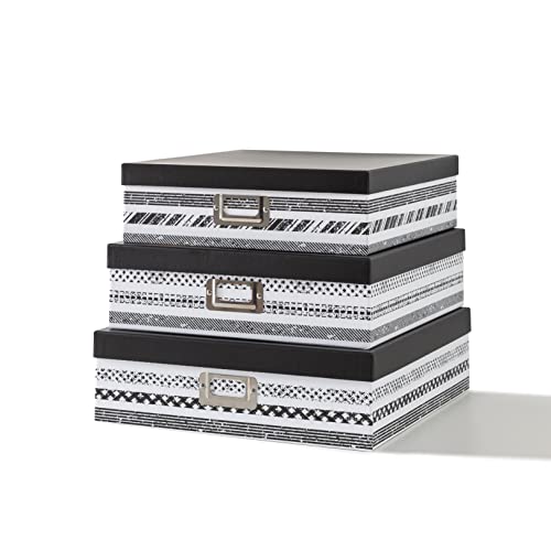 SLPR Set of 3 Nesting Decorative Storage Boxes - Black and White