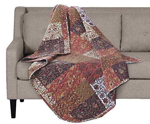 SLPR Red Riches Quilted Throw - Floral Patterned Blanket